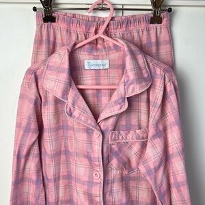Kids Pink and Purple Checked Flannel Pajama Set